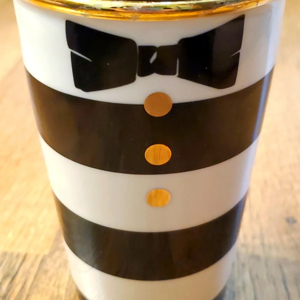 Starbucks +Stacey Bendet Alice and Olivia Striped‎ Tuxedo Bowtie Ceramic Mug